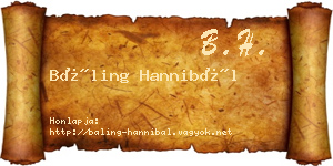 Báling Hannibál névjegykártya